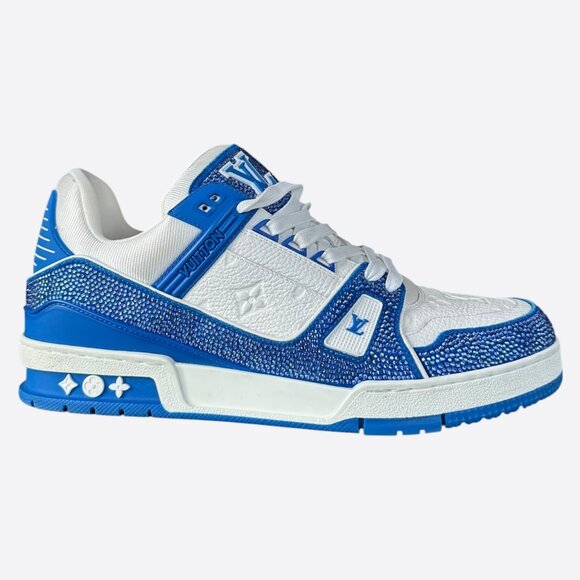Louis Vuitton Swarovski Blue & White Monogram Trainers - Picture 1 of 7